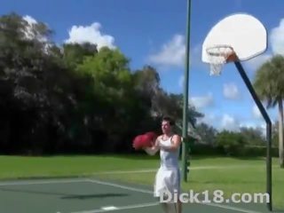 Basketball turns into slam dunk blowjob