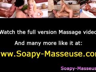 Asian masseuse babe soapy handjob and cumshot